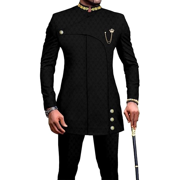 Men's 2 Pieces Suit Elegant Single Breated Slim Fit Embroidery